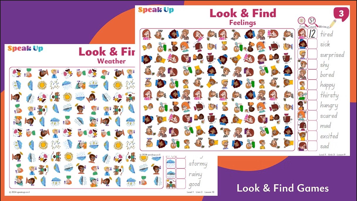 Speak-Up Look & Find speaking game sheets