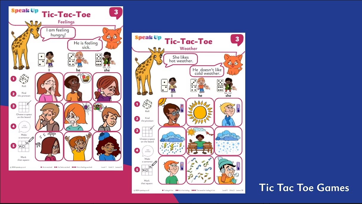Speak-Up Tic-Tac-Toe speaking game sheets